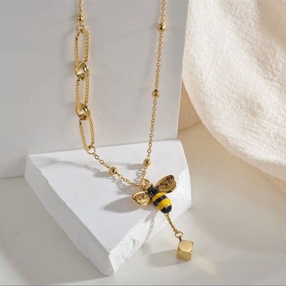 Bumble Bee 18K Gold Stainless Steel Waterproof Necklace - Picture 8 of 15